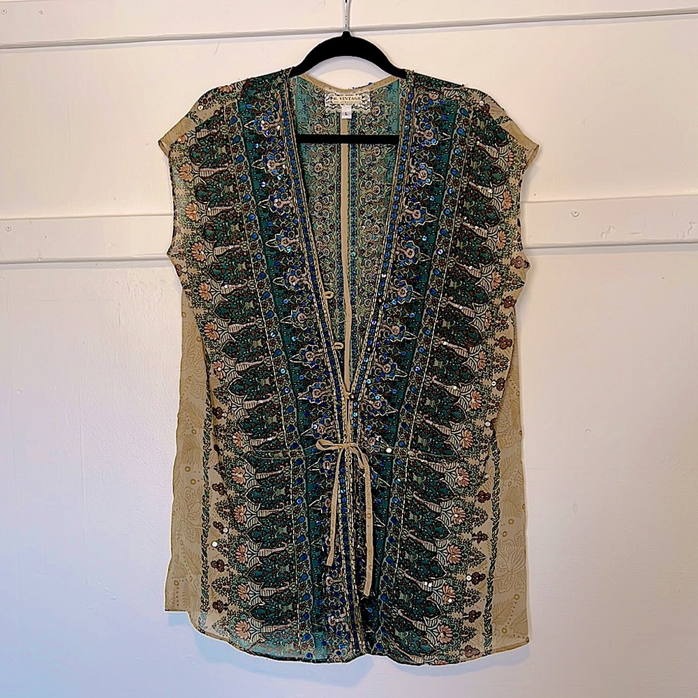 Beautiful Anthropologie Top with Beads and Sequins - Large